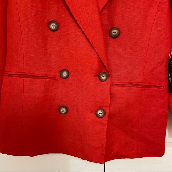 NWT Vintage Linen Blend 2 Piece Suit Blazer and Trouser Pants Size 8 Red - Picture 5 of 14